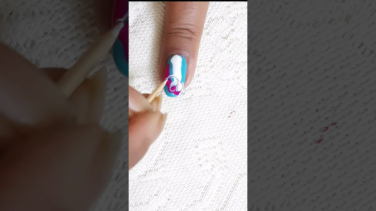 marble nail art with toothpick 