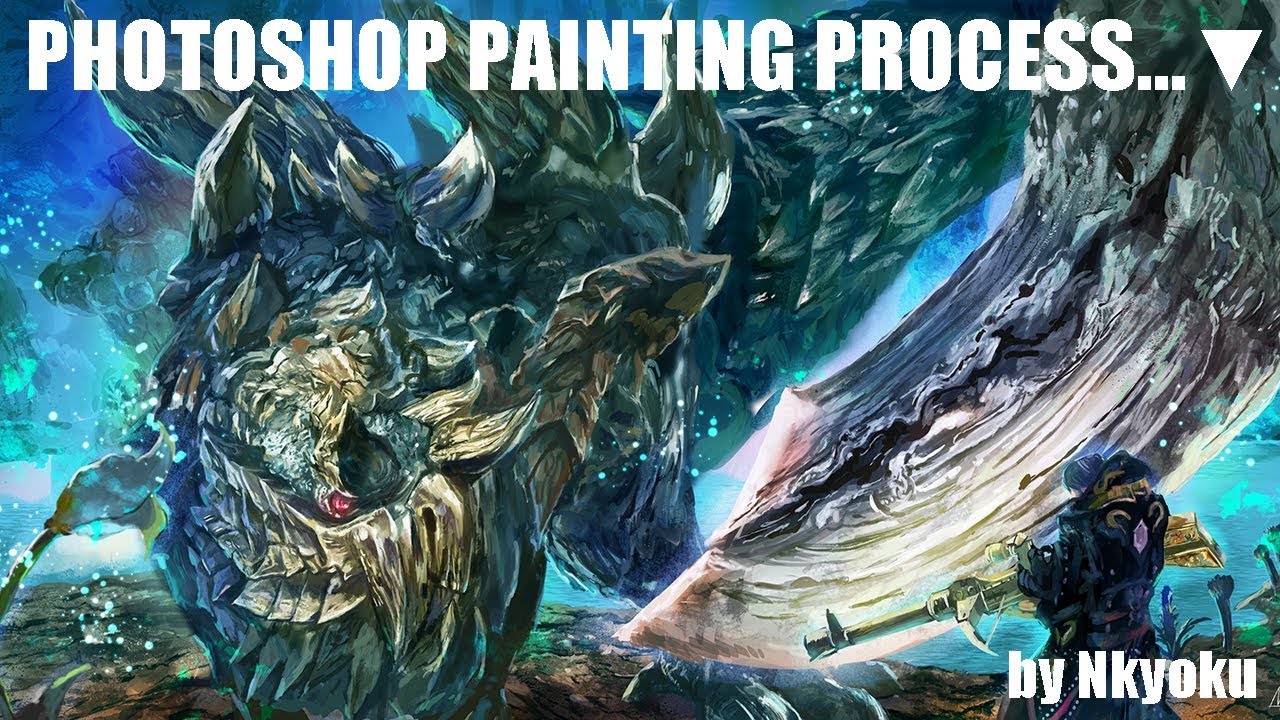 Mhw I ディノバルド亜種 イラストメイキング Acidic Glavenus Photoshop Painting Process Youtube