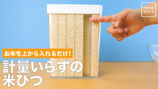 お米を上から入れるだけ！計量いらずの米びつ