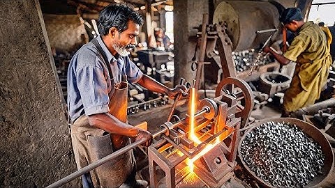 Production Of Hexagonal Nuts Using Heavy Duty Iron Bars __ How To Make Hex Nut
