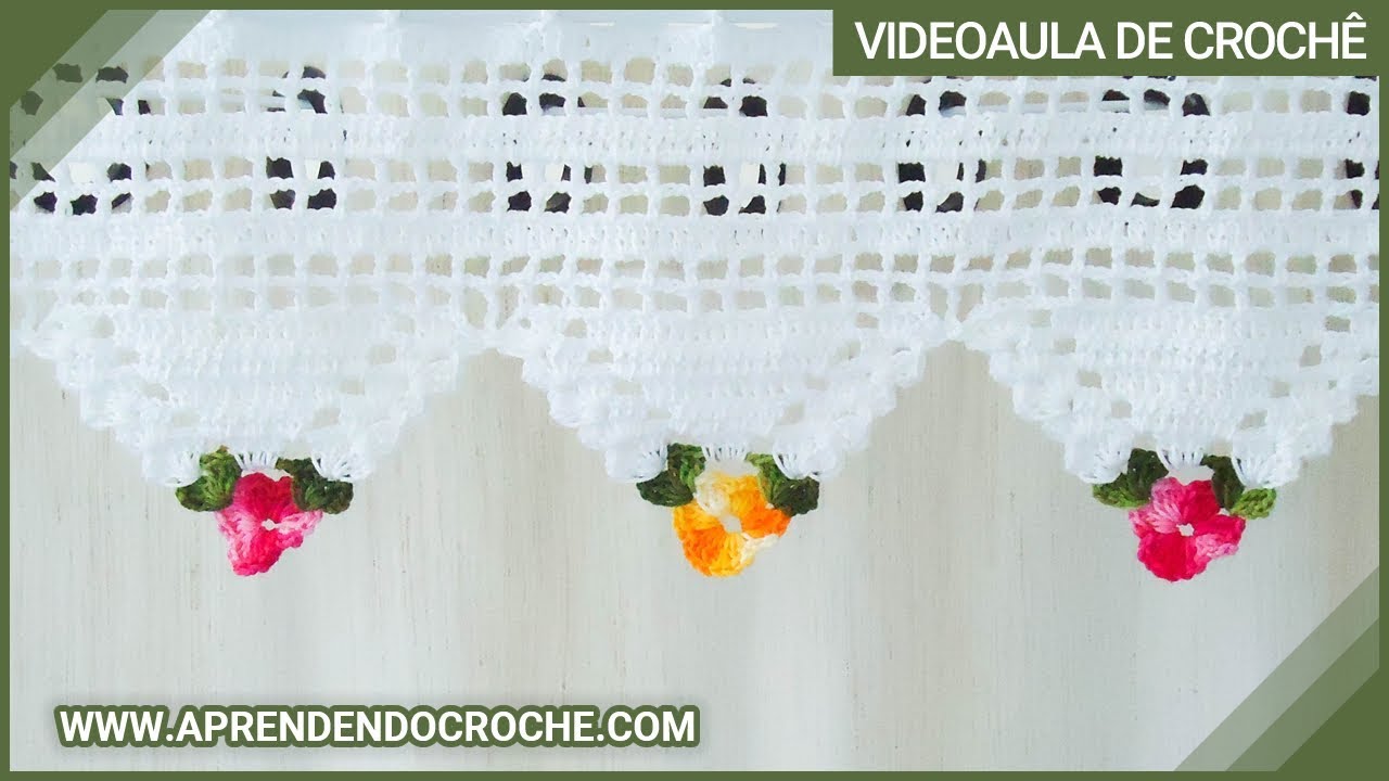 Bandô de Crochê Triângulos Florais