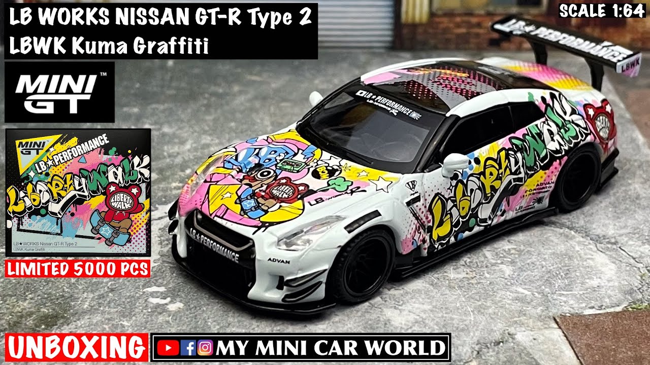 【MY MINI CAR WORLD】UNBOXING MINI GT 1/64 LB WORKS NISSAN GT-R TYPE 2 ( LBWK  Kuma Graffiti )