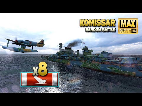 Cruiser Komissar: Great run with 8 destroyed ships - World of Warships