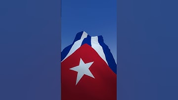 Cuba flag waving over blue sky