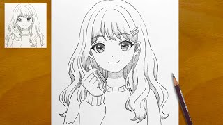 How to Draw Cute Anime Girl Step by Step | Easy Pencil Sketch screenshot 5