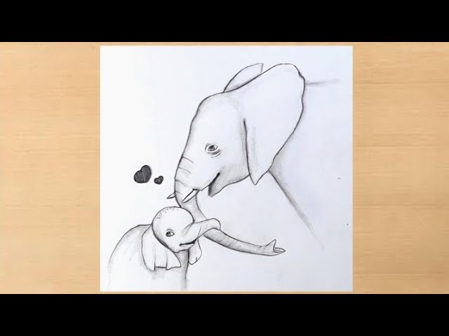 Elephants In Love Drawing