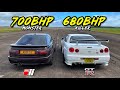 When legends clash 700hp audi s2 vs 680hp nissan r34 gtr