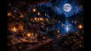 Moonlight, Swans & a Cozy Fire 🌙🔥 Relaxing Fantasy Ambience