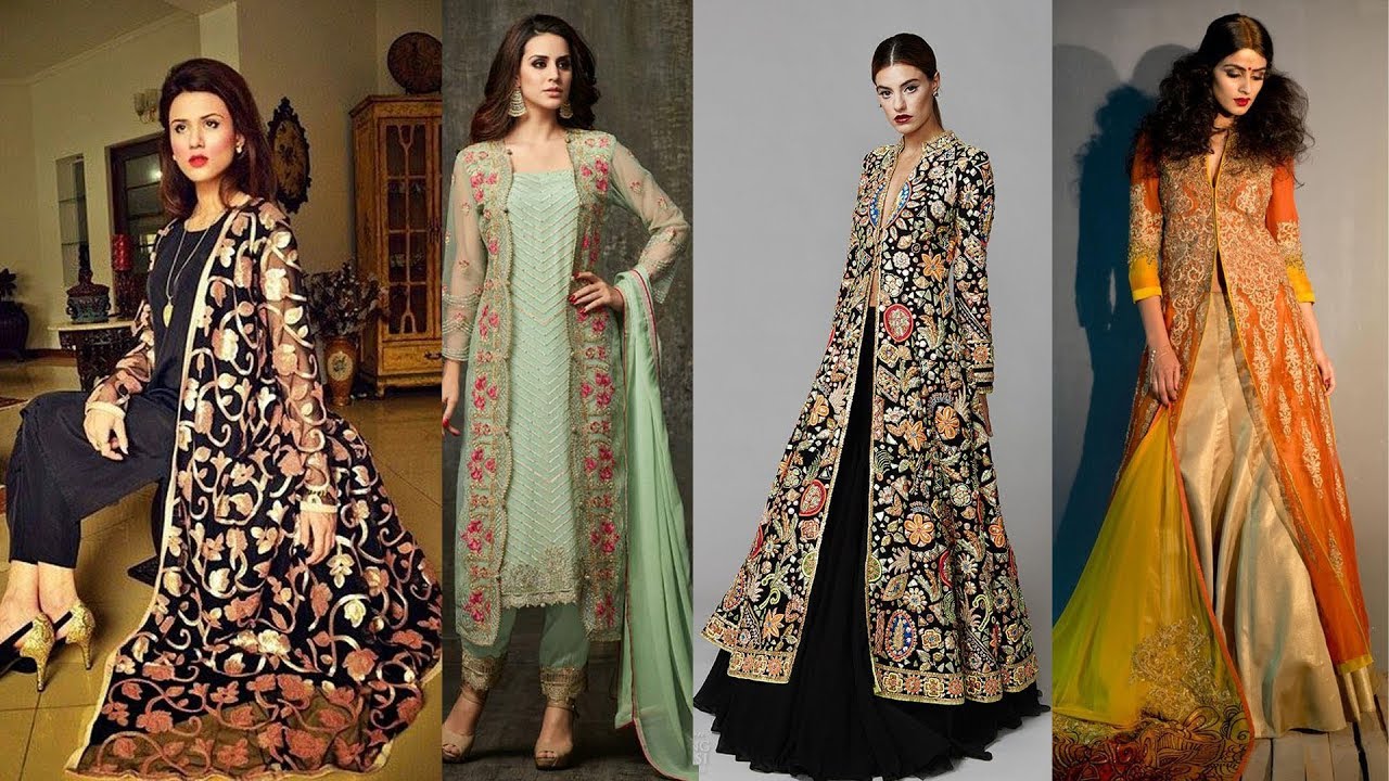 jacket style dresses pakistani