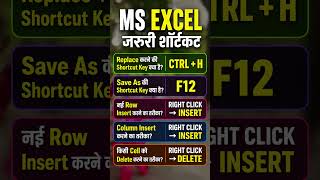 MS Excel Important Shortcut Keys | Replace, Save As, Insert🎯 Beginner हो? ये Excel Basics अभी सीख लो