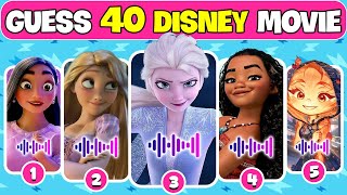 Guess The 40 DISNEY MOVIE By DISNEY Theme Songs Trivia |Elsa, Rapunzel, Moana,Isabela, Ember|NT Quiz