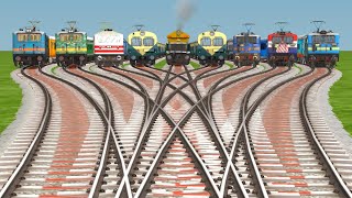 9 Trains Crossing || Train Videos || beamng drive railroad crossing