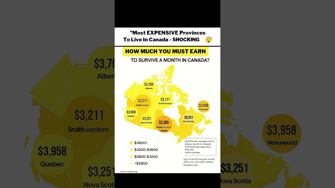 🇨🇦 Most EXPENSIVE Provinces to Live in Canada 2025 💰 | Shocking Monthly Income Needed 😱