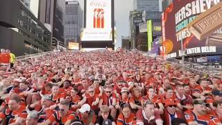 Times Square filled as Norway fans 'row'