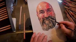 KRATOS DRAWING / How to draw God of War with soft pastel pencils