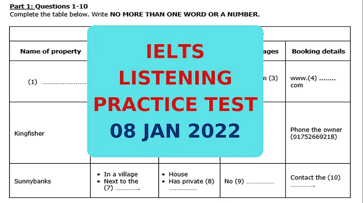IELTS LISTENING PRACTICE TEST 8 JAN 2022