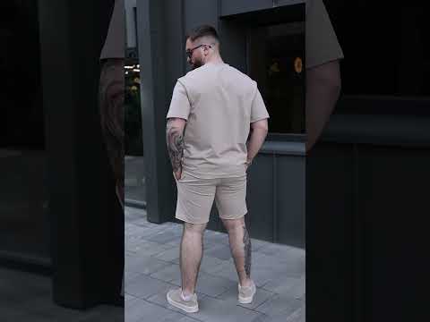 Чоловічий літній костюм шорти футболка Breeze бежево-рожевий комплект спортивний на літо, видео 1