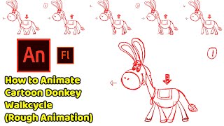Cartoon Donkey Walk Cycle (Rough Animation), Frame by Frame, Adobe Animate cc Tutorial