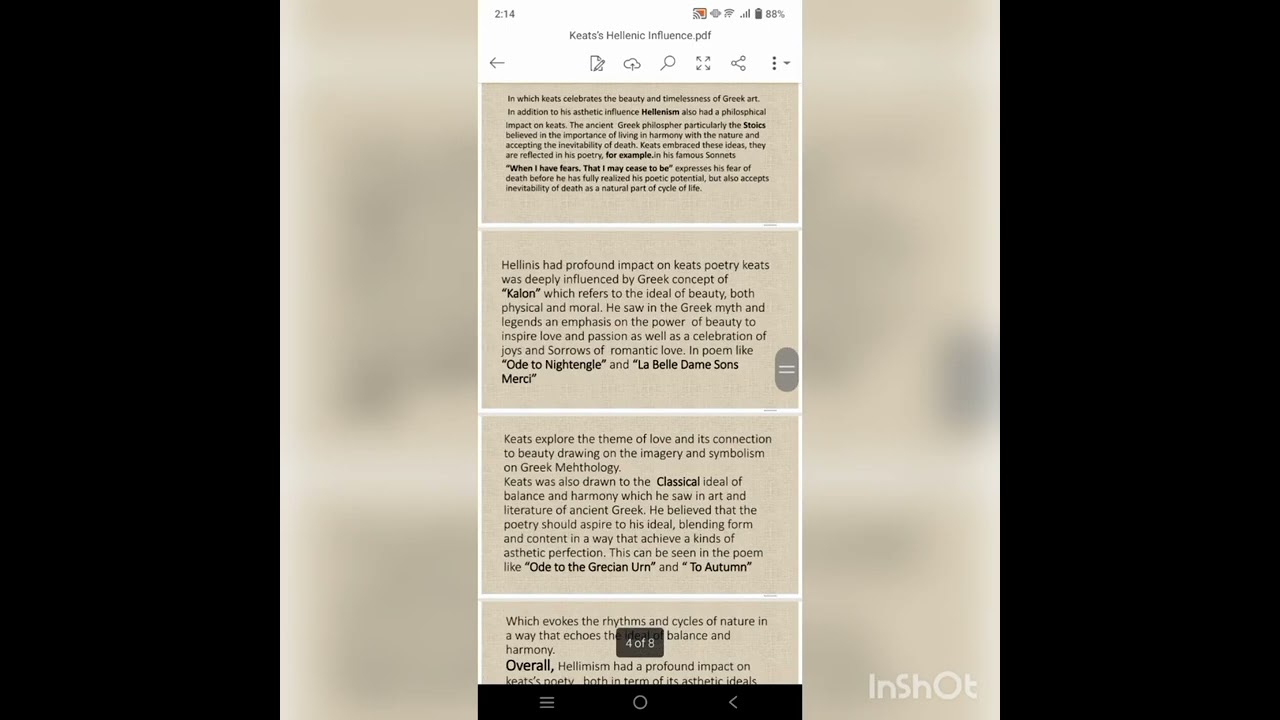 Hellenism in Keats Poetry Presented By BS Student