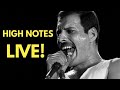 10 times FREDDIE MERCURY nailed studio HIGH NOTES in LIVE performances!