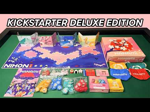 Hanami Deluxe Edition Kickstarter Unboxing | Japanese Themed Sakura Blossom Picnic Board Game 🌸
