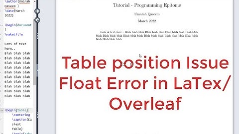 Solution/Fix of Table positioning Issue in LaTex | Table positioning parameters | one/two column doc