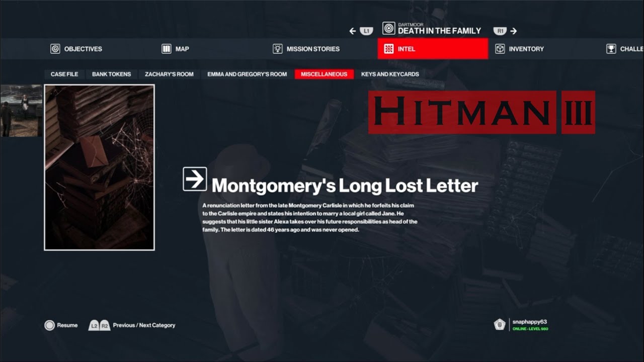 Hitman 3 | Dartmoor | Montgomery’s long lost letter - YouTube