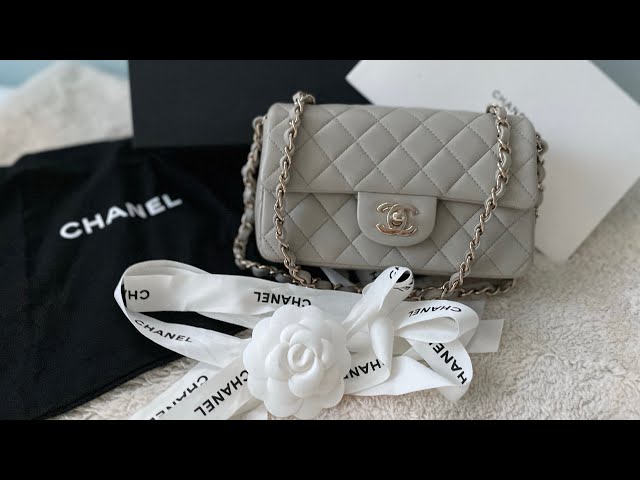 Chanel Classic Flap 22P / 22C Mini Rectangular CF 20 Grey Lampskin Unboxing  