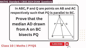In ABC, P and Q are points on AB and AC respectively such that PQ is parallel to BC. Prove that the