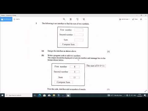 No.2 2022 O'Level Zimsec Nov Computer Science (Sum of two numbers) VB.NET