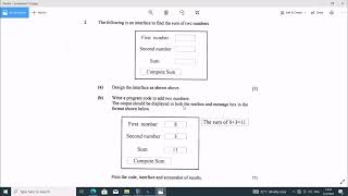 No.2 2022 O'Level Zimsec Nov Computer Science (Sum of two numbers) VB.NET