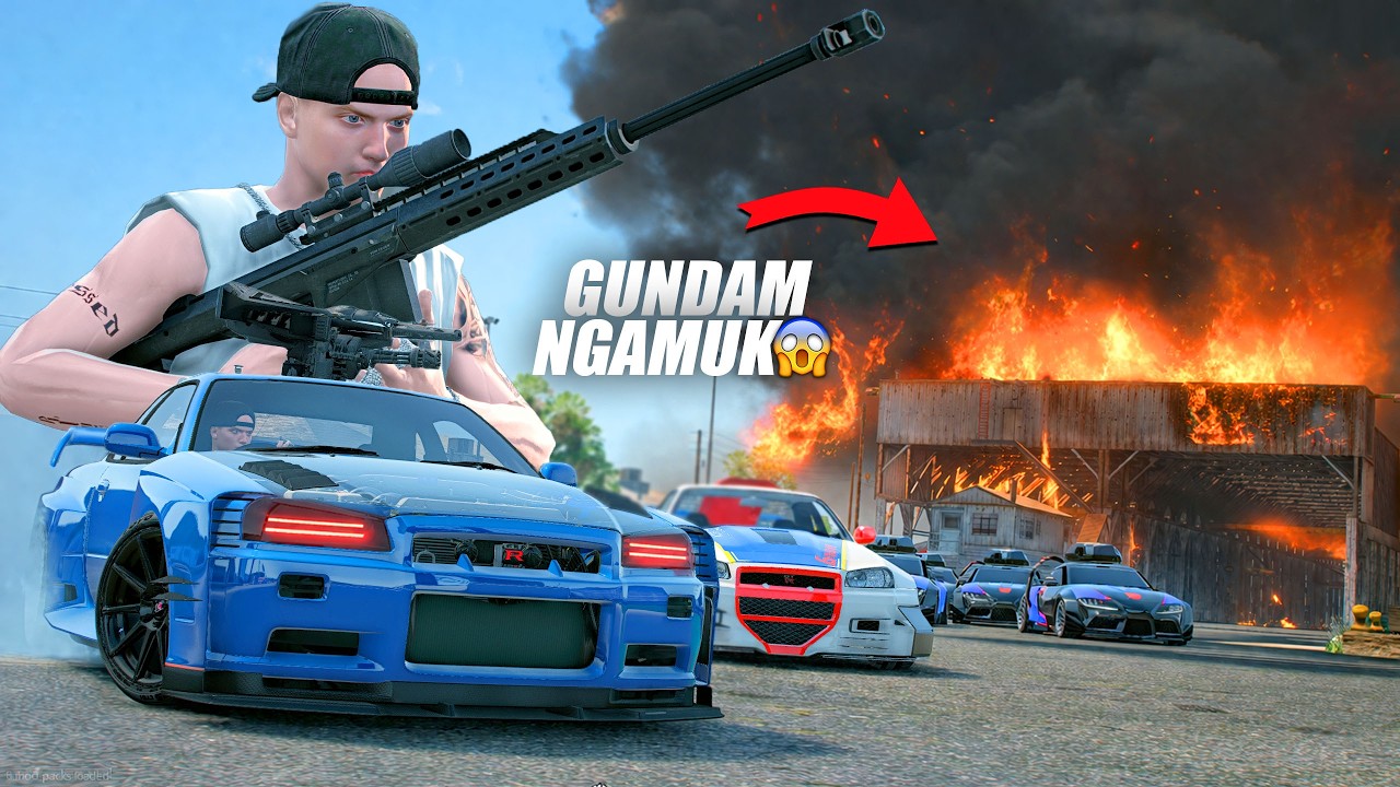 AKSI KEI x SKYLINE GUNDAM MENYERANG MARKAS MUSUH SAMPE HANCUR - GTA 5 ROLEPLAY