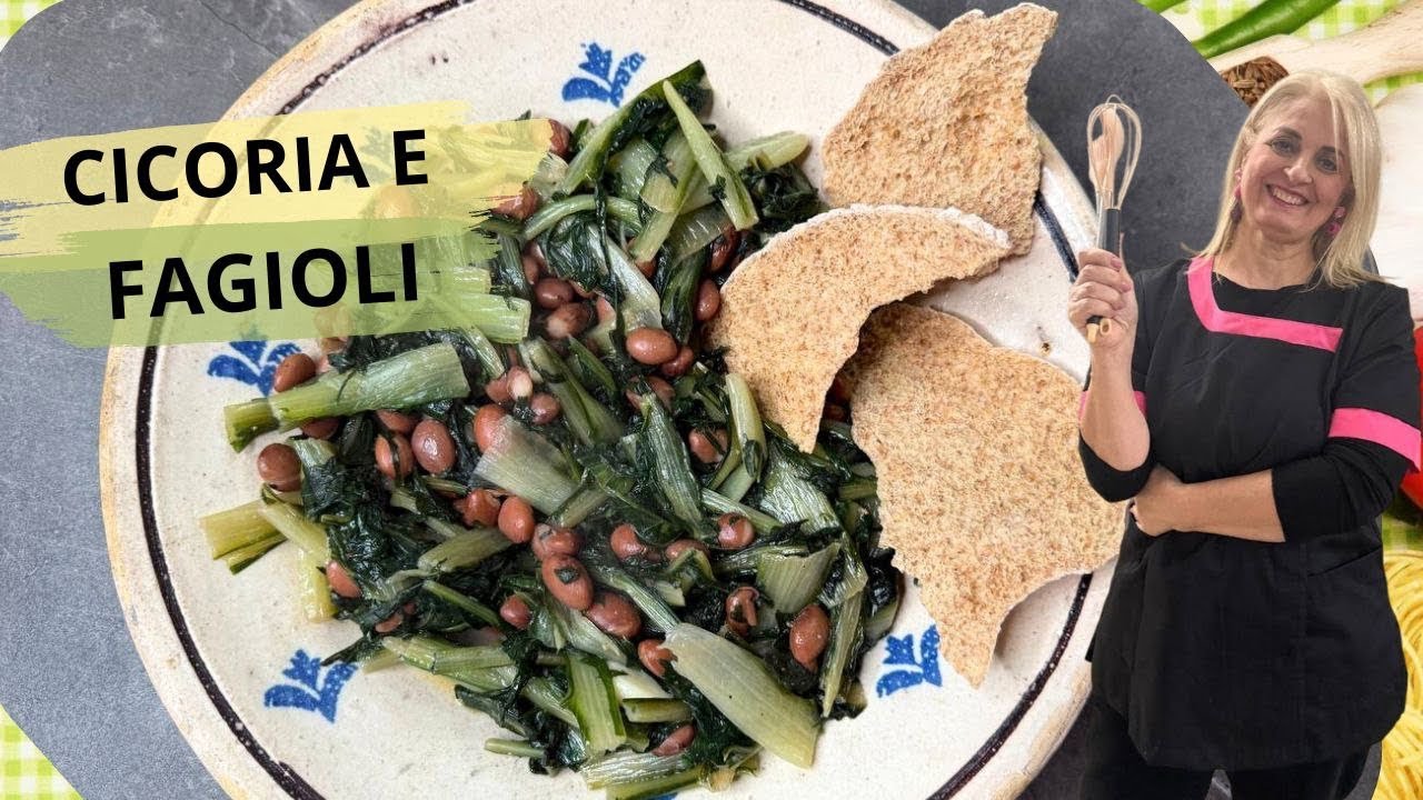 VERDURA CICORIA 🥬 E FAGIOLI 🫘 CIBO SANO RICETTA VEGANA 🌱 PER LA RUBRICA DEL MERCOLEDÌ.PIATTO POVERO 