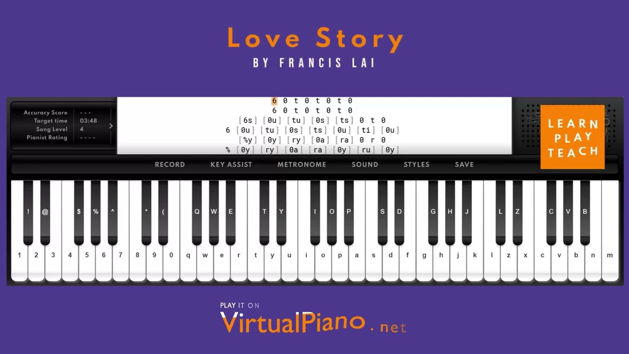 Love Story on Virtual Piano - #EASY - YouTube