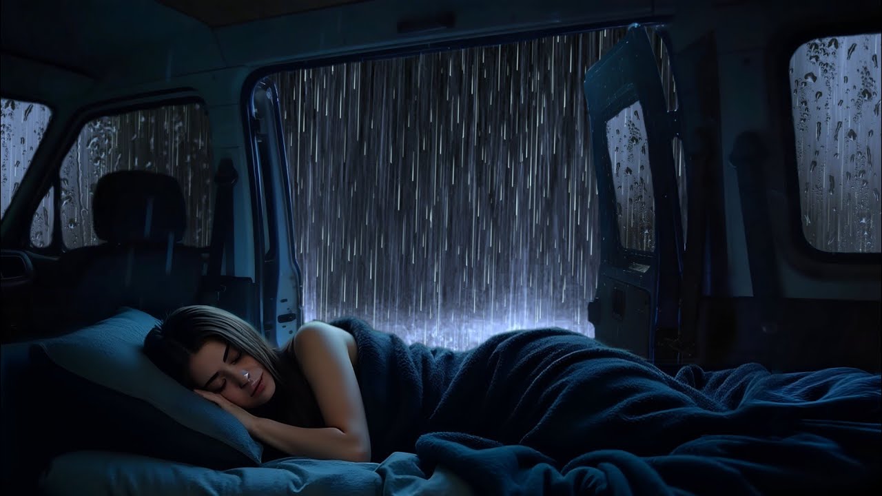 Cozy Rain with Thunder in the Car - Rain Sounds for Deep Sleep || ASMR