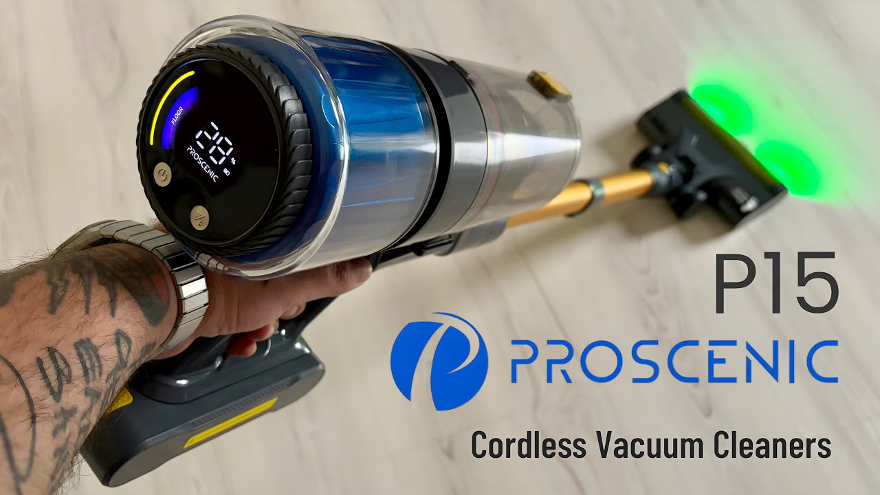 Proscenic P15 Cordless Vacuum 580W – 55kPa Suction, 70Min Battery, LED Brush 