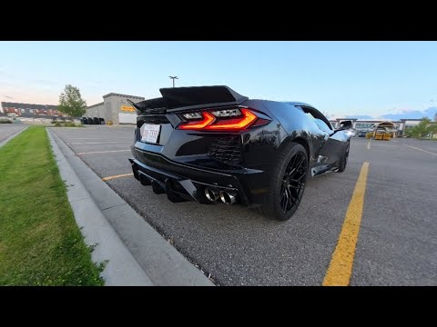 Screaming C8 Corvette 2M Fab Exhaust with ZR1 Hood Grocery Run