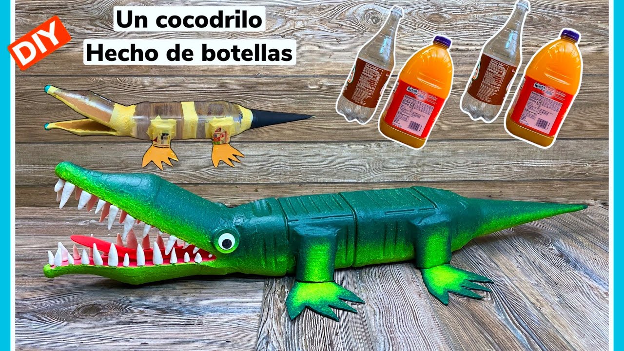 DIY- Cómo hacer un COCODRILO con botellas de plástico| manualidades y reciclaje