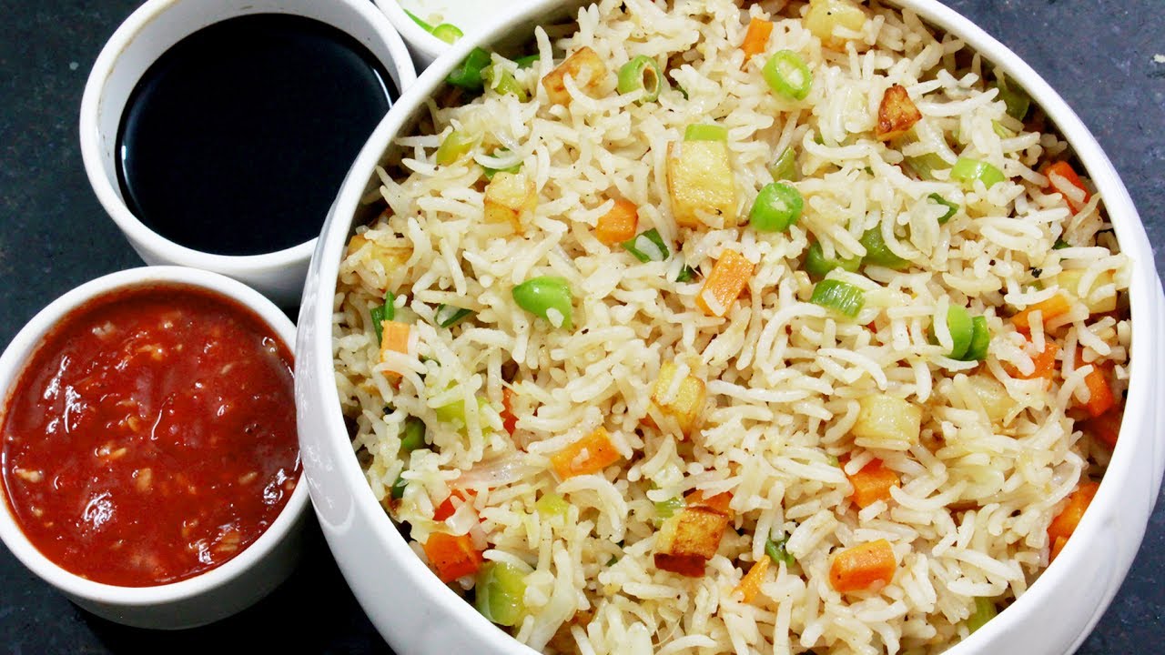 How to make vegetable fried rice Indo chinese recipe YouTube