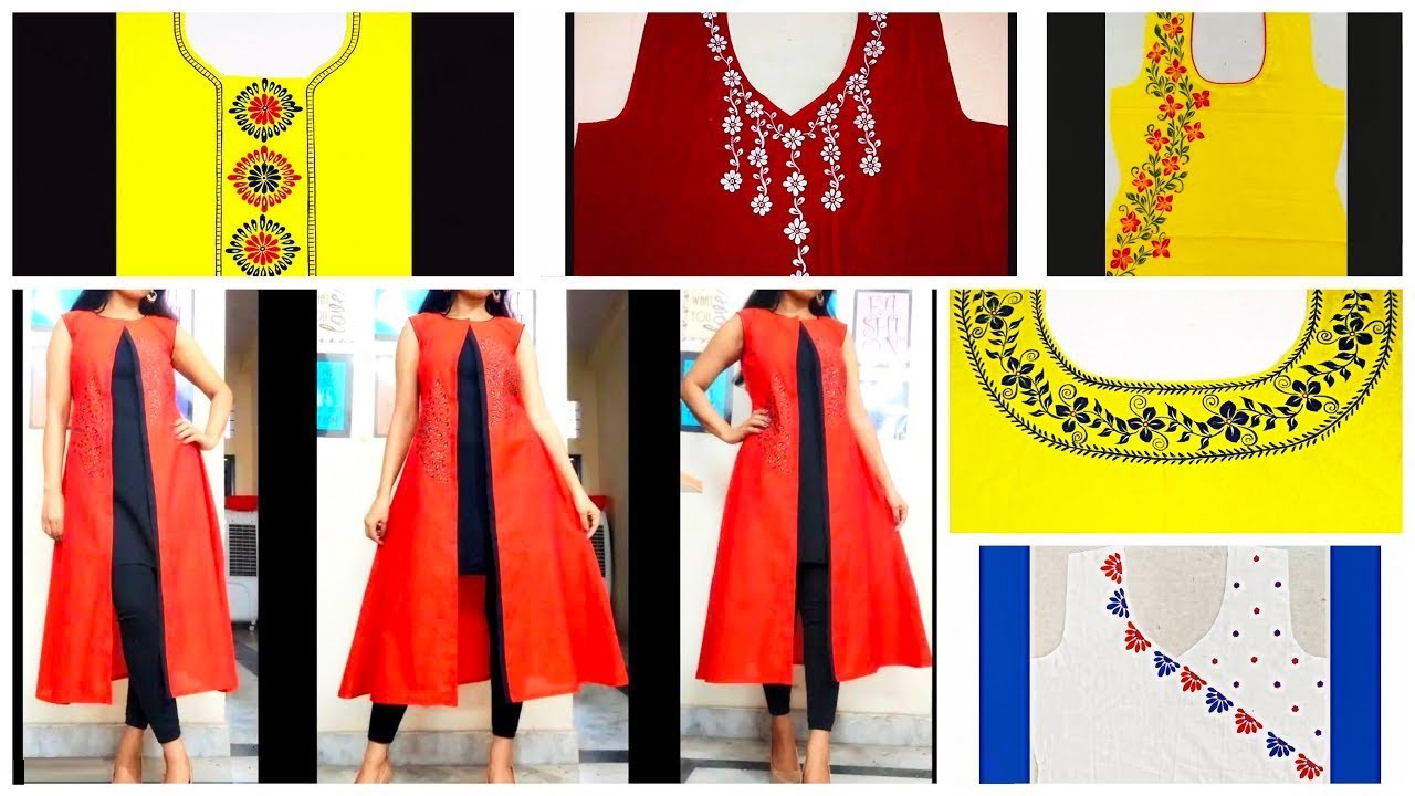 Latest Designer Double Layered Kurti Neck Design Images