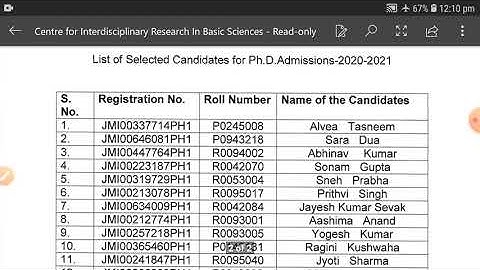Jamia Millia Islamia list  of selected candidates Results 2021 || Jamia Admission 2021