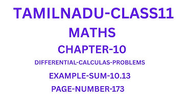 Class 11 Maths | Example 10.13 | Differential Calculus | Tamil Nadu New Syllabus