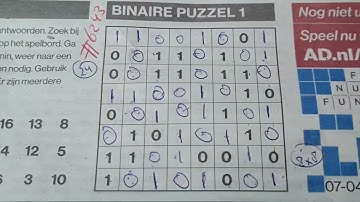 (#6243) Friday. Binary01 Sudoku puzzle. Bonus Extra edition. 04-07-2023 Extra part 3 of 4
