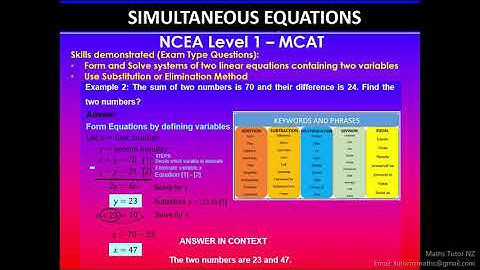 Simultaneous Equations | Exam Type Question | MCAT | 91027 | NCEA Level 1 Mathematics | NZQA 2020