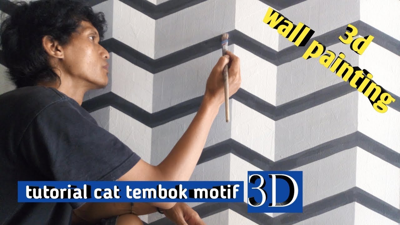mural dinding  motif  3d tutorial cat tembok motif  3d 3d 