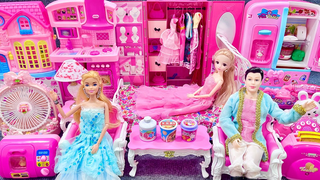 12 Minutes Satisfying with Unboxing Barbie Princess Pink Kitchen,Rock Bed Play Set Review Toys｜ASMR
