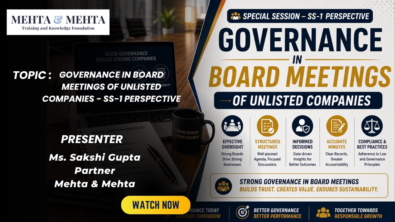 Governance in Board Meetings of Unlisted Companies – SS-1 Perspective