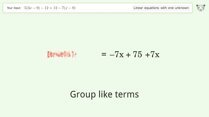 Solve 5(3x-9)-12=12-7(x-9): Linear Equation Video Solution | Tiger Algebra
