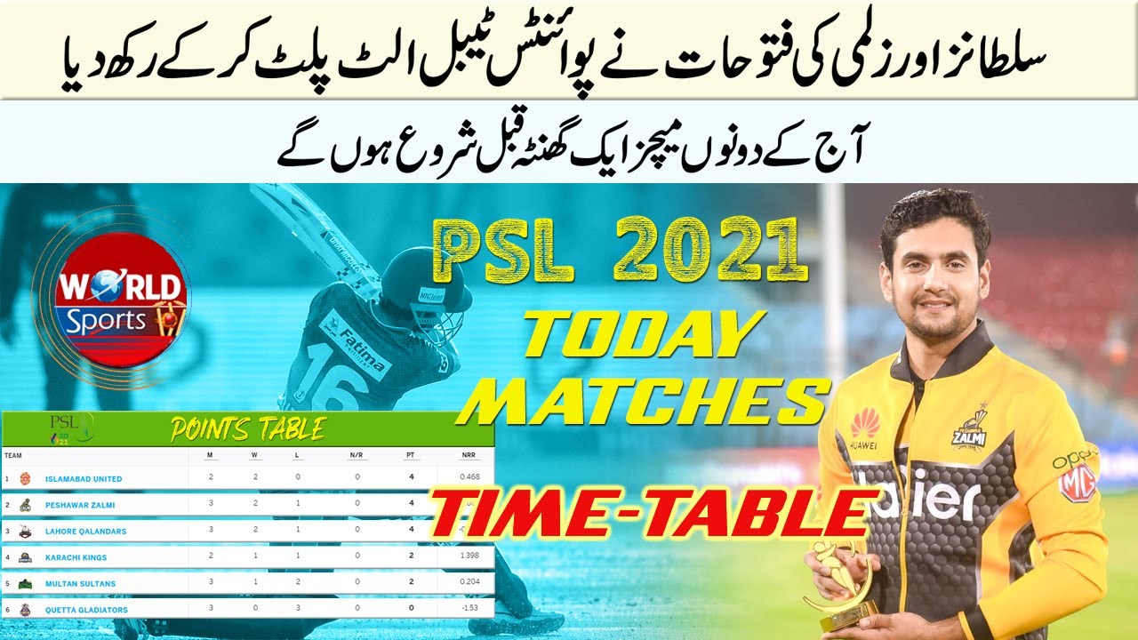 PSL today matches Timetable Big changes on points Table PSL 2021