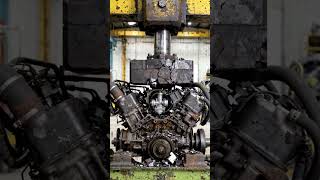 ​Option 1 (Juicy &amp; Direct): Hydraulic Press vs V8 Engine! 💥 (Total Destruction)#technology #ptr